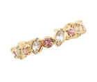 925 Sterling Silver Vintage Ring Gold Plated Amethyst Topaz Band  Sz 7  RG29420