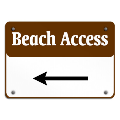 Horizontal Metal Sign Beach Access Left Arrow Activity Campground