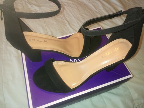 Top Moda Hannah 1 Black Size 10 Womens 3 Inch Heel Sandal - Picture 2 of 5