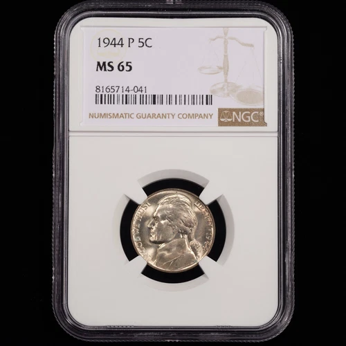 1944-P Jefferson Nickel 5c - NGC GRADED MS65