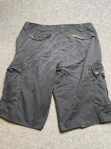 WearFirst Cargo Shorts Mens Fade Black CottonHiking Outdoors Button Stretch 34