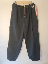 Gitano Ocean Zone Black Nylon Pants Loose Jogger Vintage 1980s Retro Size Large