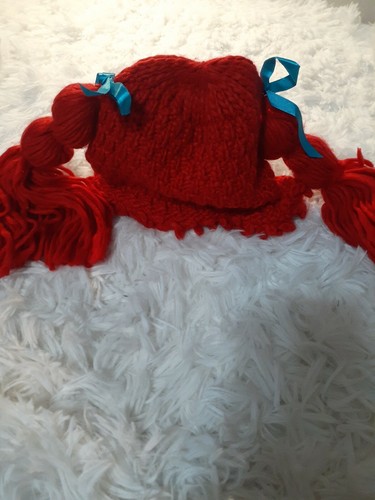 Adult Women's Winter Hat Party Costume Accessory Braided Pigtail Wig Red - Picture 6 of 7