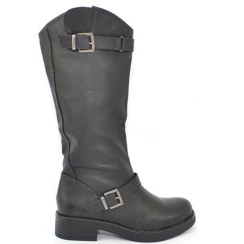 Stivali biker con fibbia e catenella - art. D7856 – Elis Moda