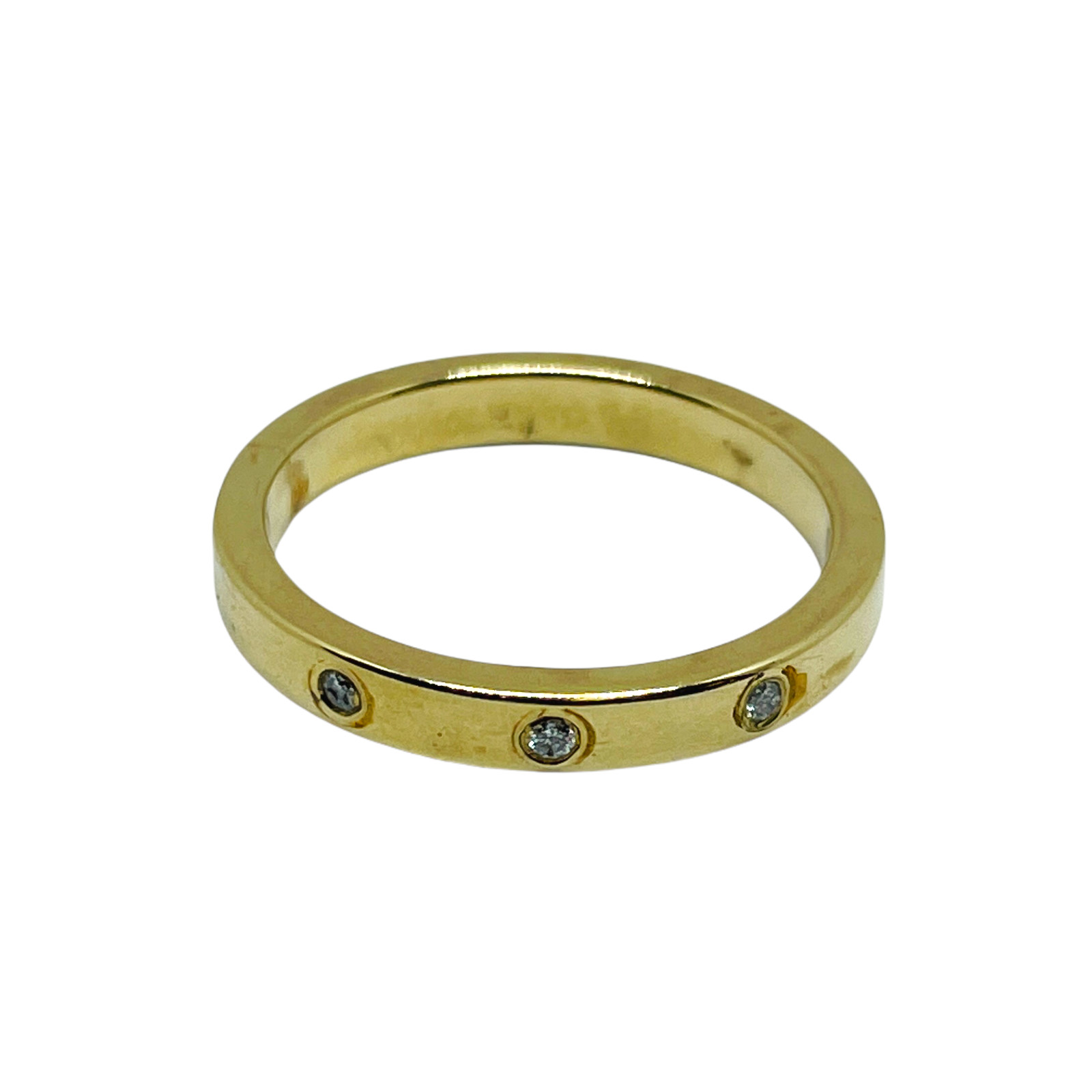Solid 10k Yellow Gold Diamond Stackable Band Ring… - image 1