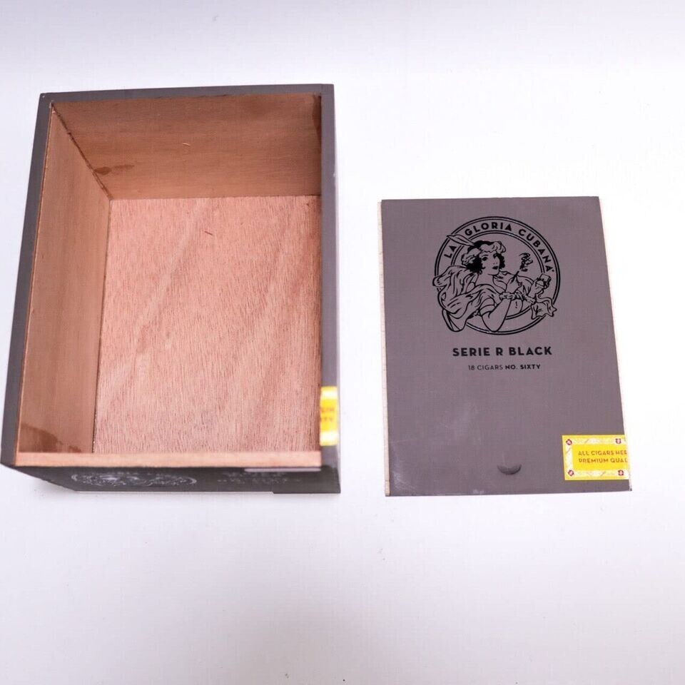 La Gloria Cubana Serie R Black No. Sixty Empty Wooden Ciga Box 6.5" x 5.25" x 4"