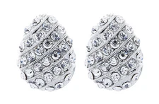SILVER CLIP ON EARRINGS - stud earring with crystal bands - Vivian Bello London