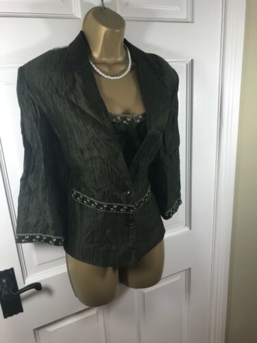 Kate Cooper Dark Green Top & Matching Jacket, UK 12, Excellent Condition  - Photo 1/10