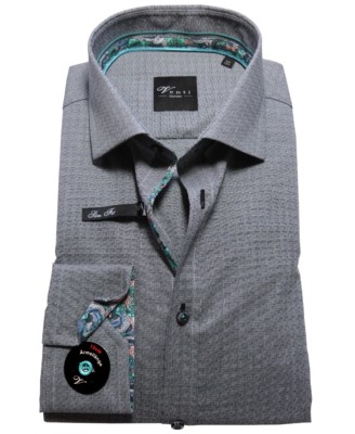 Venti Slim Fit Langarmhemd anthrazit Struktur extralanger Arm 72 cm Gr. 40