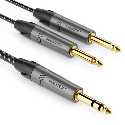 5m Klinkenkabel 6,3mm Klinke Stereo auf 2x 6,3mm Klinke Mono Kabel Y Audiokabel