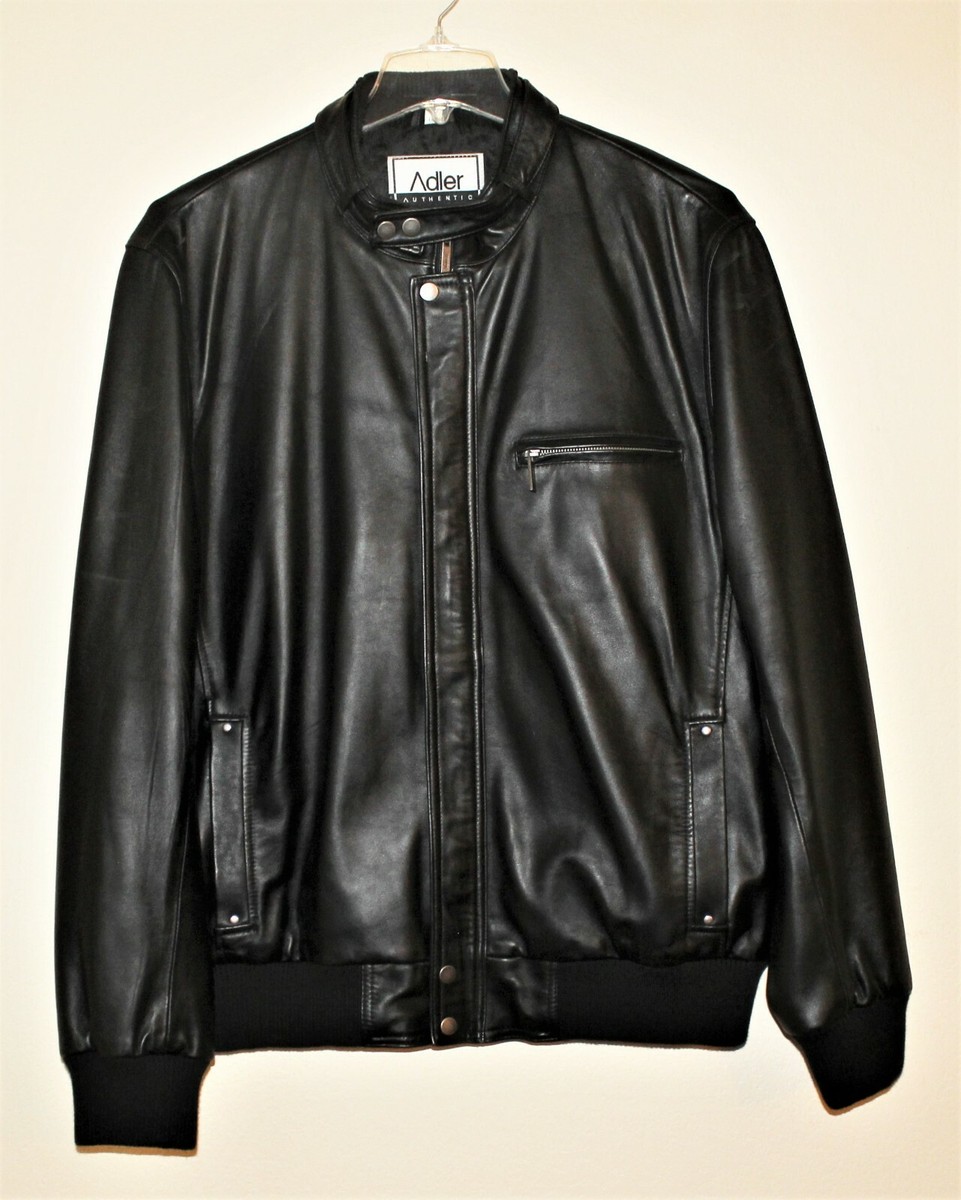 Adler Authentic Men's Black Genuine Leather Jacket Size 2XL Adler Authentic Men's Black Genuine Leather Jacket Size 2XL