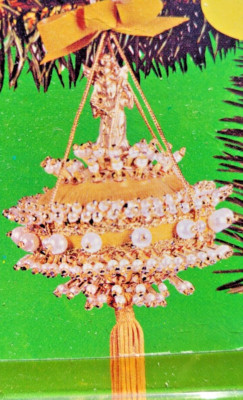 Fibre-Craft ANGEL SATURN Red Panorama Sequin Bead Vtg Christmas Ornament Kit