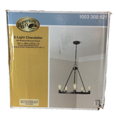 Moreland 5-Light Oil-Rubbed Bronze Hanging Wagon Wheel Candlestick Chandelier