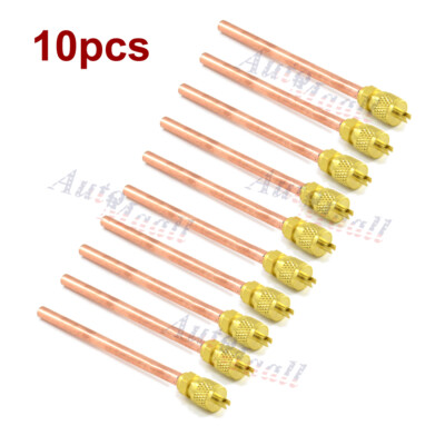 10pcs Service/Access Valve 1/4'' SAE x 1/4'' OD x 4.65'' longer Stem Core & Remover