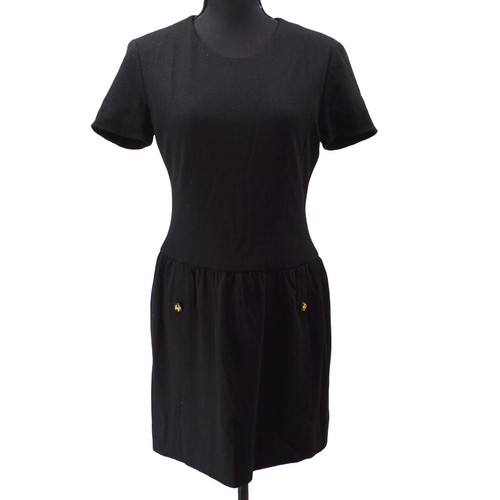 Chanel Cc Logos Button Short Sleeve One Piece Dress Skirt Black Authentic 327 Ebay