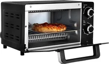 4 Slice Convection Toaster Oven Countertop Black Stainless Steel Toast Timer
