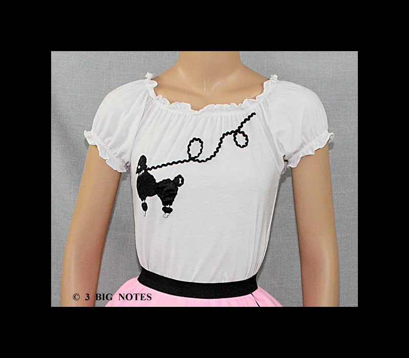 3 PC Neon PINK 50's Poodle Skirt outfits Girl Sizes 7,8,9,10 W 20"-26" - Image 3 of 4