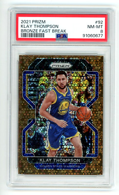 2021-22 Panini Prizm Klay Thompson JERSEY MATCH Fast Break Bronze 11/20 PSA 8