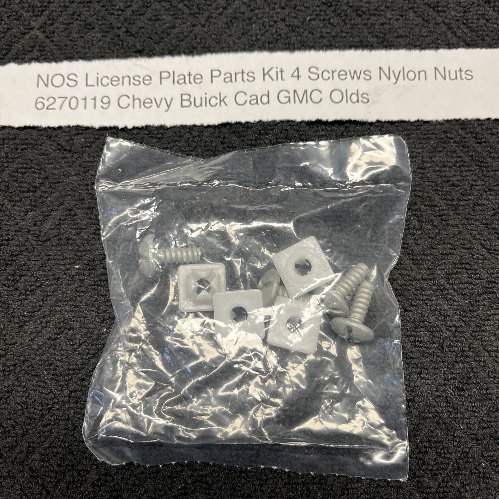 NOS License Plate Parts Kit 4 Screws Nylon Nuts 6270119 Chevy Buick Cad
