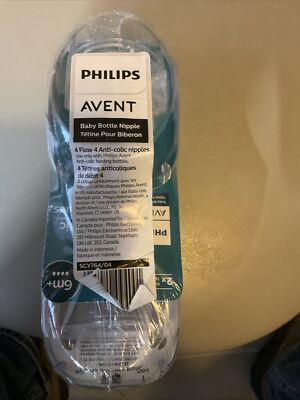 Philips AVENT Anti-Colic Baby Bottle Flow 4 Nipple, 4pk, SCY764/04