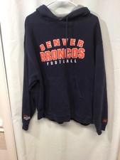 Denver Broncos Embroidered Navy Blue XL Reebok Hooded Sweatshirt
