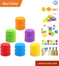 18 Multicolor Silicone Reusable Bottle Caps for Beer, Soda & Wine Freshness