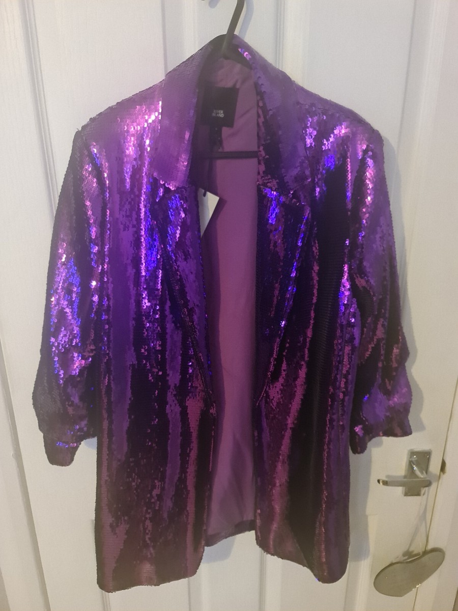 Taylor swift style suit jacket blazer purple Sequin blazer size