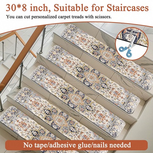 Non-Slip Carpet Stair Treads, Rubber Safety Mats for Wooden Steps, Reusable - Picture 21 of 87