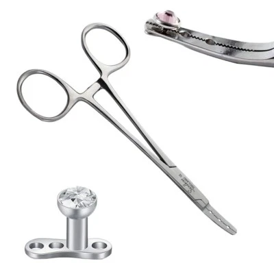 SANDBROS ENGLAND 3 hole Micro Dermal Surface Anchor Holder Dermal Anchor Forceps For Skin Divers