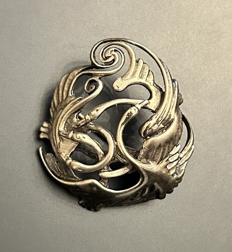 Vintage “Children Of Lir” Stamped Continental Silver Brooch