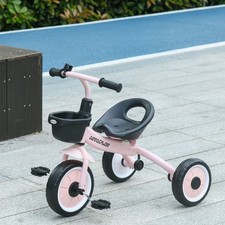 Kids Adjustable Tricycle Toddler Bike Basket Bell Grips Age 2-5 Pink