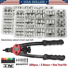 150~615PCS Metric Rivet Nut Assortment Kit Flat Head Stainless Steel Rivnuts Set