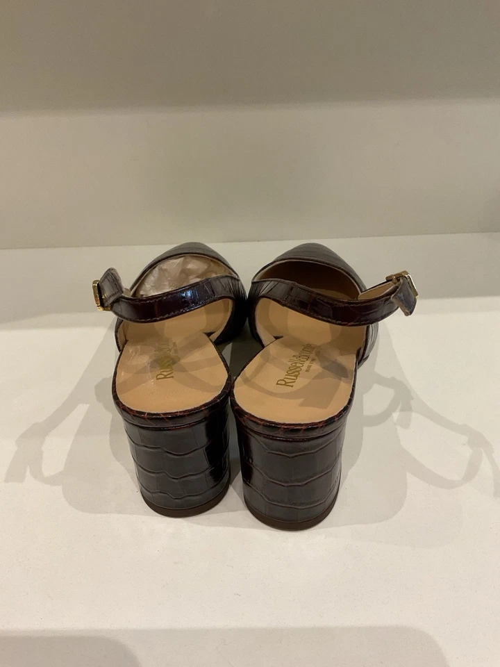 Stuart Weitzman Russell And Bromley Burgundy Leather Sling Backs Size 6 (39) - Image 3 of 4