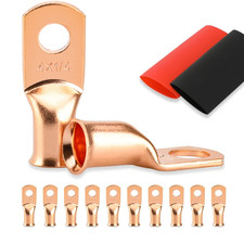 10PCS Battery Cable Ends, 4 Gauge Wire Connectors 1/4 Copper Wire Lugs, Bare ...