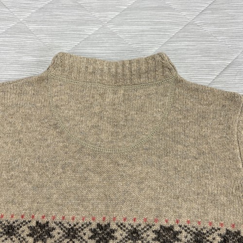 Woolrich 100% Lambs Wool Sweater Womens Medium Quarter Zip Fair Isle Hickory - Picture 19 of 21