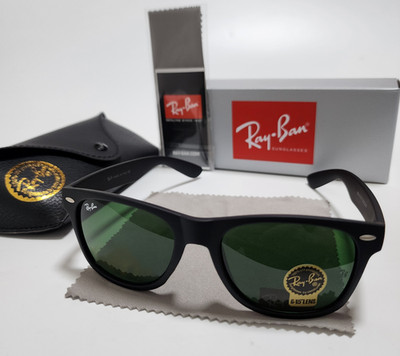New Ray-Ban RB2140 Wayfarer Sunglasses Black Frame Glass Green Lens 50/22 mm
