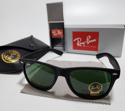 #ad New Ray Ban RB2140 Wayfarer Sunglasses Black Frame Glass Green Lens 50 22 mm $37.99