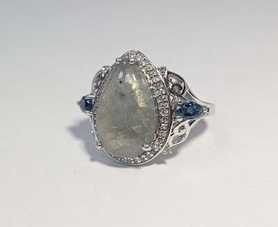 **(NOS) Colleen Lopez 925S Labradorite London Blue Topaz Ring (Sz 7,~5g) AQ-93