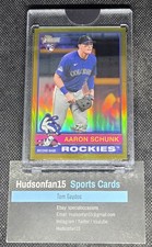 Aaron Schunk 2025 Topps Heritage Rookie #90 Gold Refractor 7/50 Colorado Rockies