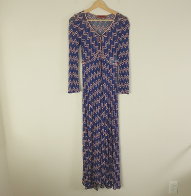 Missoni Duster Cardigan 40 IT 4 US Blue Rose Metallic Chevron Cover Up Resort