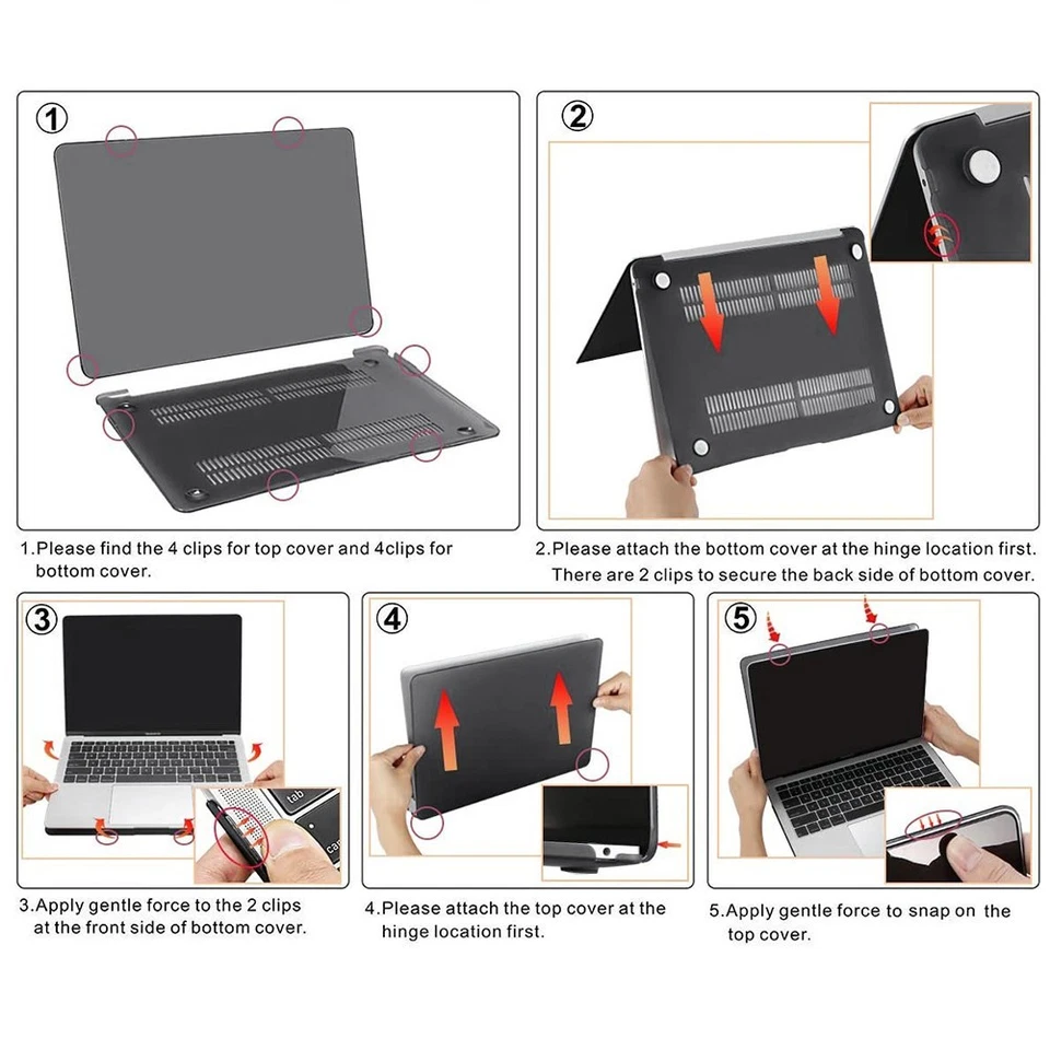 Funda rígida mate negra/transparente para PC portátil para Mac Macbook Air 13 pulgadas M4 M3 M2 Foto 3 de 4