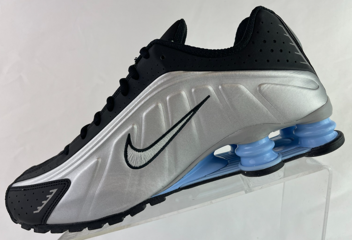 Nike Shox R4 Shoes Metallic Silver Black Psychic Blue HQ1988-004
