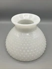 Vintage Hurricane Oil Lamp White Milk Glass Hobnail Lamp Shade 8” Fitter