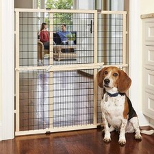 Wire Mesh Dog Gate 29.5-48" Wide. Pressure Mount. Expandable Durable Indoor