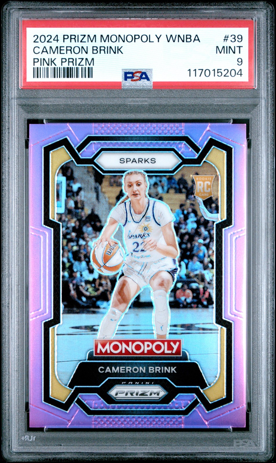 2024 PANINI PRIZM MONOPOLY WNBA PINK PRIZM #39 CAMERON BRINK 90/149 PSA 9