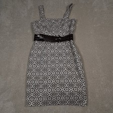 Rafaella Dress Brown/Cream Patterned Belted Sleeveless Women's Petite 8