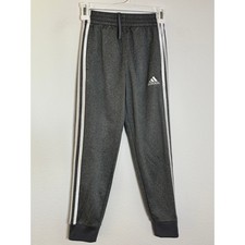 Adidas Boys Gray Heathered 3-Stripe Jogger Sweatpants Size 8