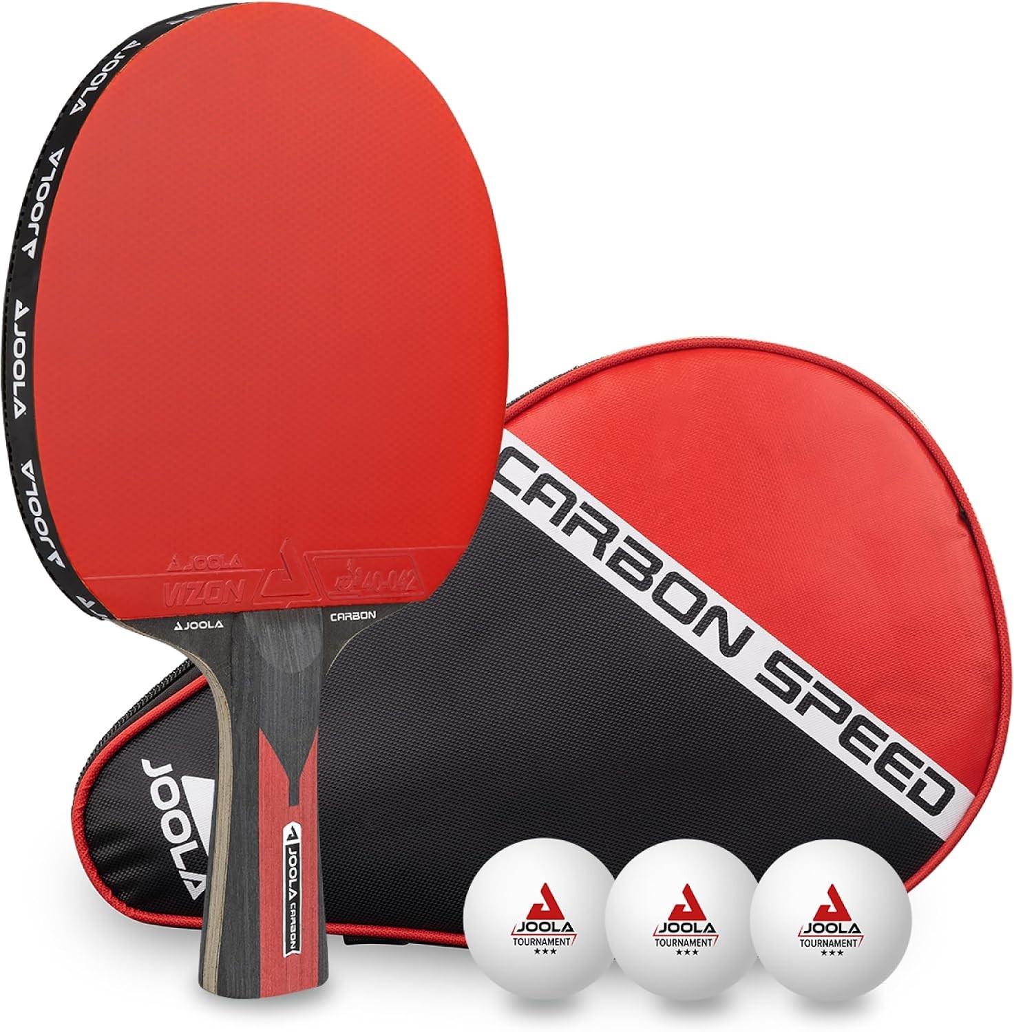 JOOLA Carbon Speed Table Tennis Bat Black/Red Pro Ping Pong Racket - Image 4