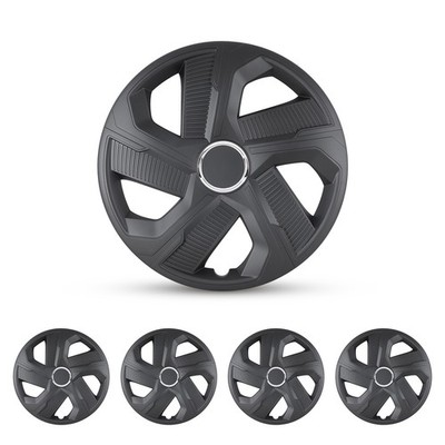 Matte Black Set of 4 Wheel Covers Snap On Hub Caps PP for R15 Tire & Steel Rim