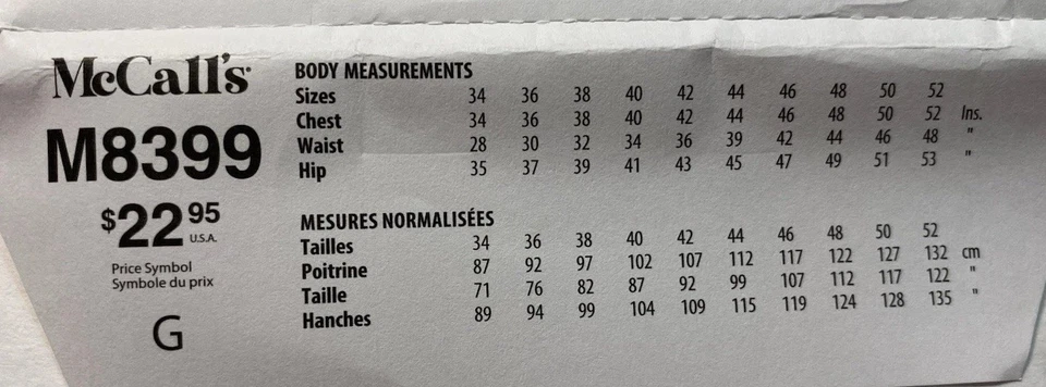 M8399 UNCUT ‘McCalls’ SEWING Pattern - ‘Men’s Western Fringed Jacket & Vest” - Image 4 of 4